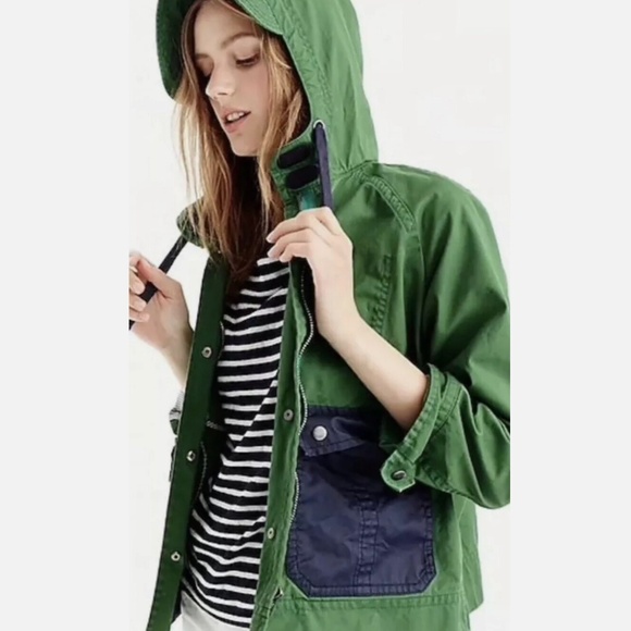 J Crew Colorblock Waxed Cotton Utility Jacket M $59 - Picture 1 of 4